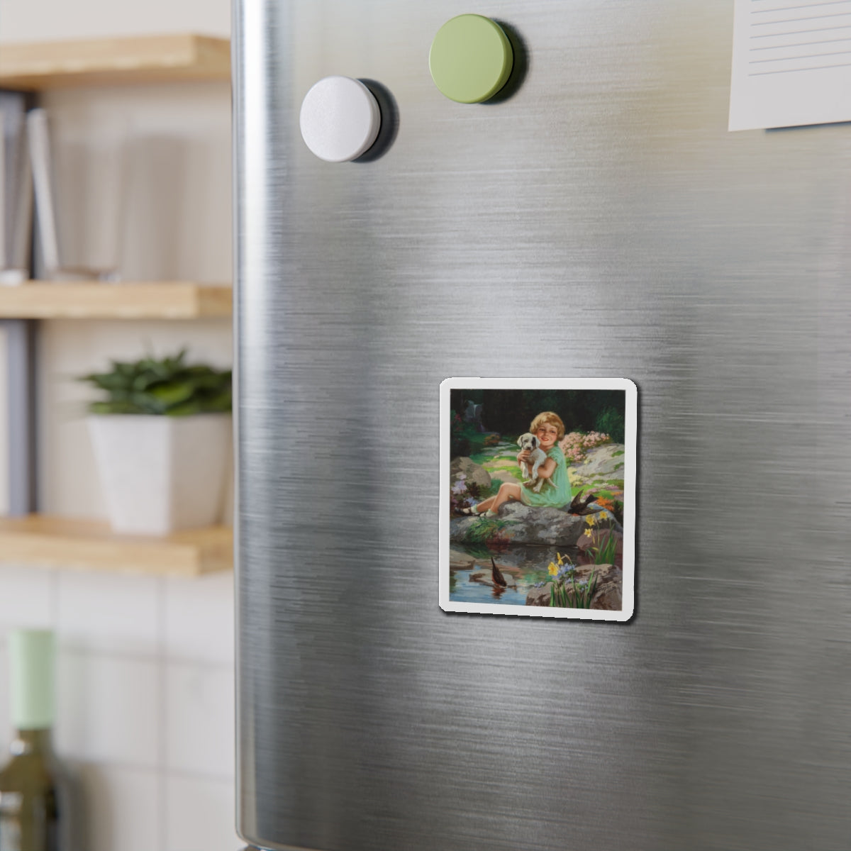 Springtime in Wonderland (Magazine Illustration) Refrigerator Magnet-The Sticker Space