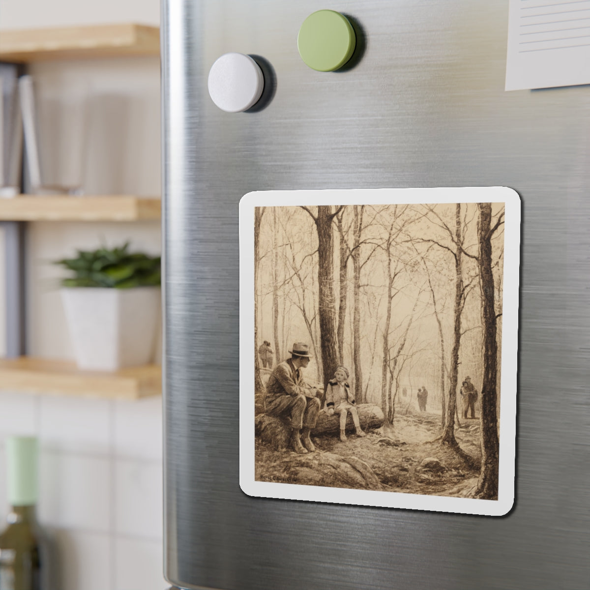 Springtime, story illustration (Magazine Illustration) Refrigerator Magnet-The Sticker Space