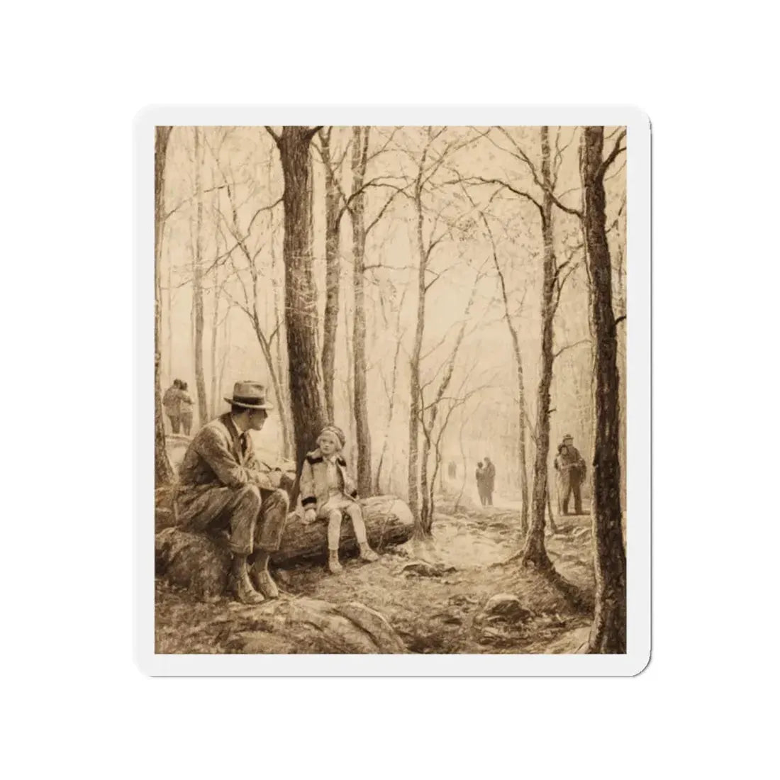 Springtime, story illustration (Magazine Illustration) Refrigerator Magnet 2 Inch Die-Cut - The Sticker Space