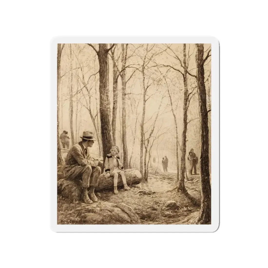 Springtime, story illustration (Magazine Illustration) Refrigerator Magnet 3 Inch Die-Cut - The Sticker Space