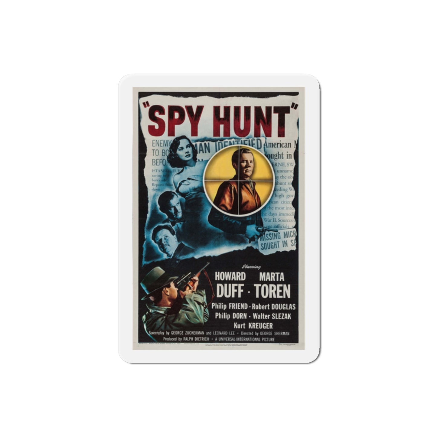 Spy Hunt 1950 Movie Poster Die-Cut Magnet-2 Inch-The Sticker Space