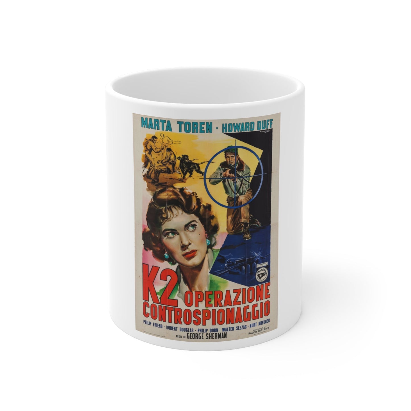 Spy Hunt 1950 Movie Poster - White Coffee Cup 11oz-11oz-The Sticker Space
