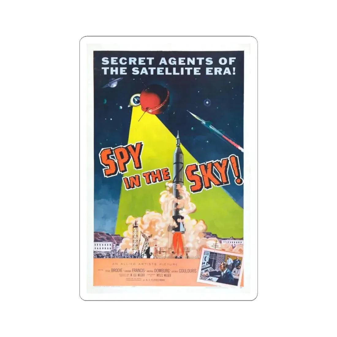 SPY IN THE SKY 1958 Movie Poster - STICKER Vinyl Kiss-Cut Decal 6 Inch White - The Sticker Space