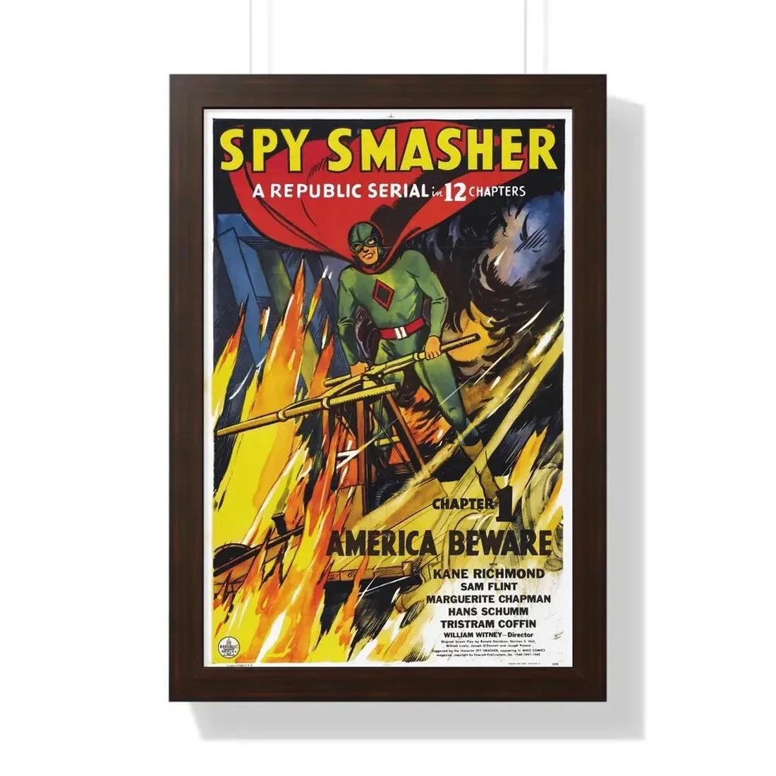 SPY SMASHER 1942 - Framed Movie Poster 16″ x 24″ Walnut - The Sticker Space
