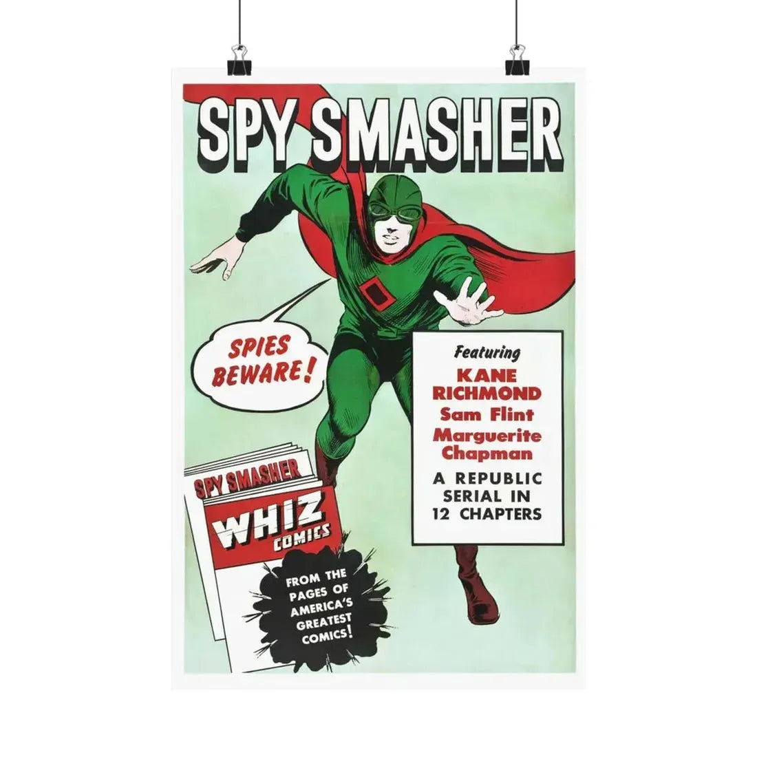 SPY SMASHER (3) 1942 - Paper Movie Poster 12″ x 18″ Matte - The Sticker Space
