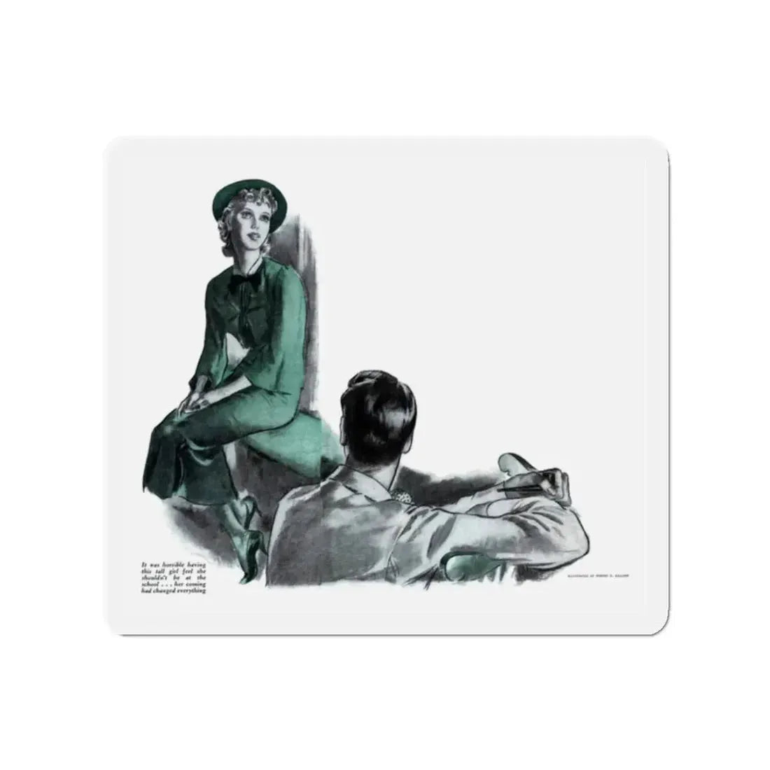 Square Peg (1), The American Magazine, July 1936 (Magazine Illustration) Refrigerator Magnet 2 Inch Die-Cut - The Sticker Space