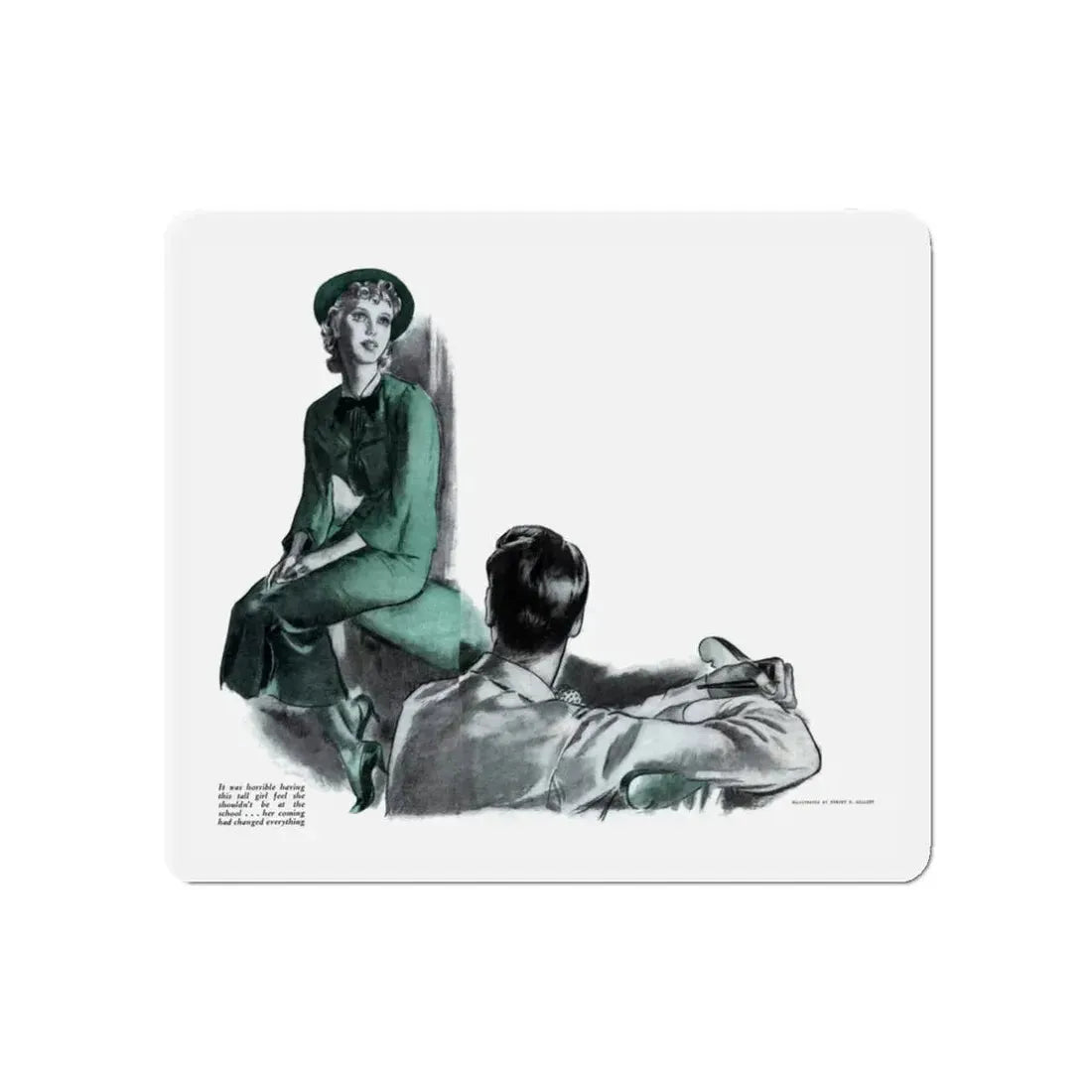 Square Peg (1), The American Magazine, July 1936 (Magazine Illustration) Refrigerator Magnet 3 Inch Die-Cut - The Sticker Space