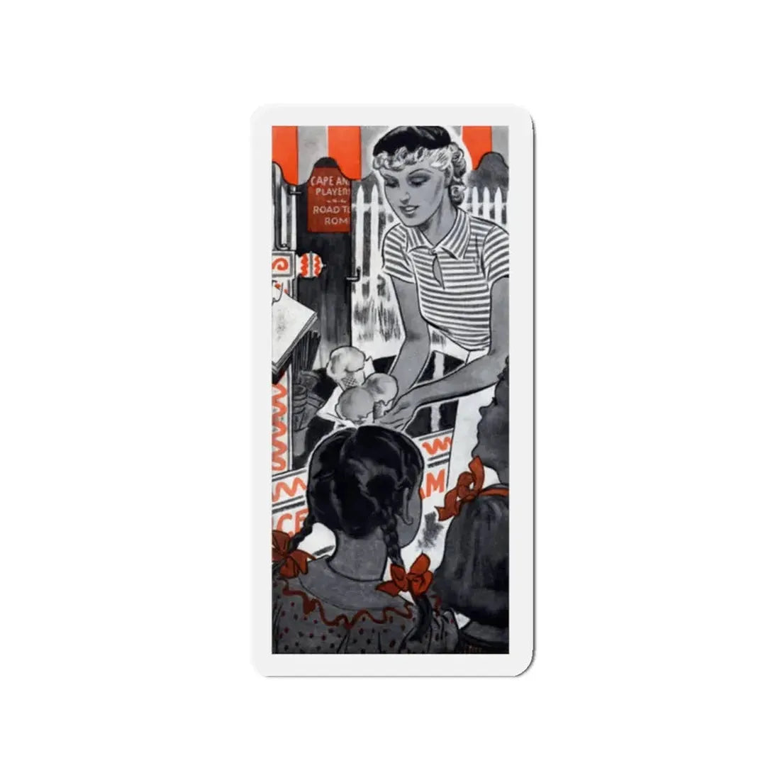 Square Peg (2), The American Magazine, July 1936 (Magazine Illustration) Refrigerator Magnet 2 Inch Die-Cut - The Sticker Space