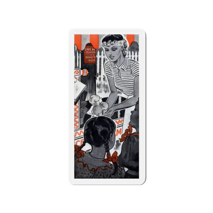 Square Peg (2), The American Magazine, July 1936 (Magazine Illustration) Refrigerator Magnet 2 Inch Die-Cut - The Sticker Space