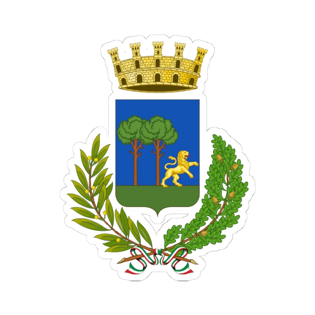 Squinzano-Stemma (Italy) (Coat of Arms) STICKER Vinyl Kiss-Cut Decal 4 Inch White - The Sticker Space