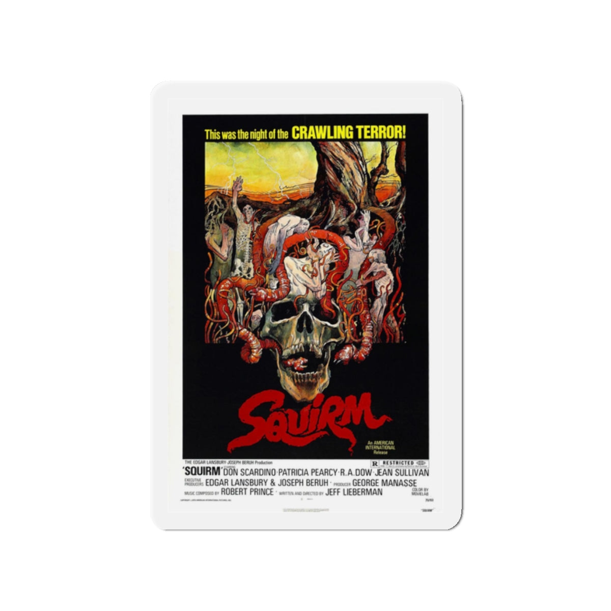 SQUIRM 1976 Movie Poster - Refrigerator Magnet-2" x 2"-The Sticker Space