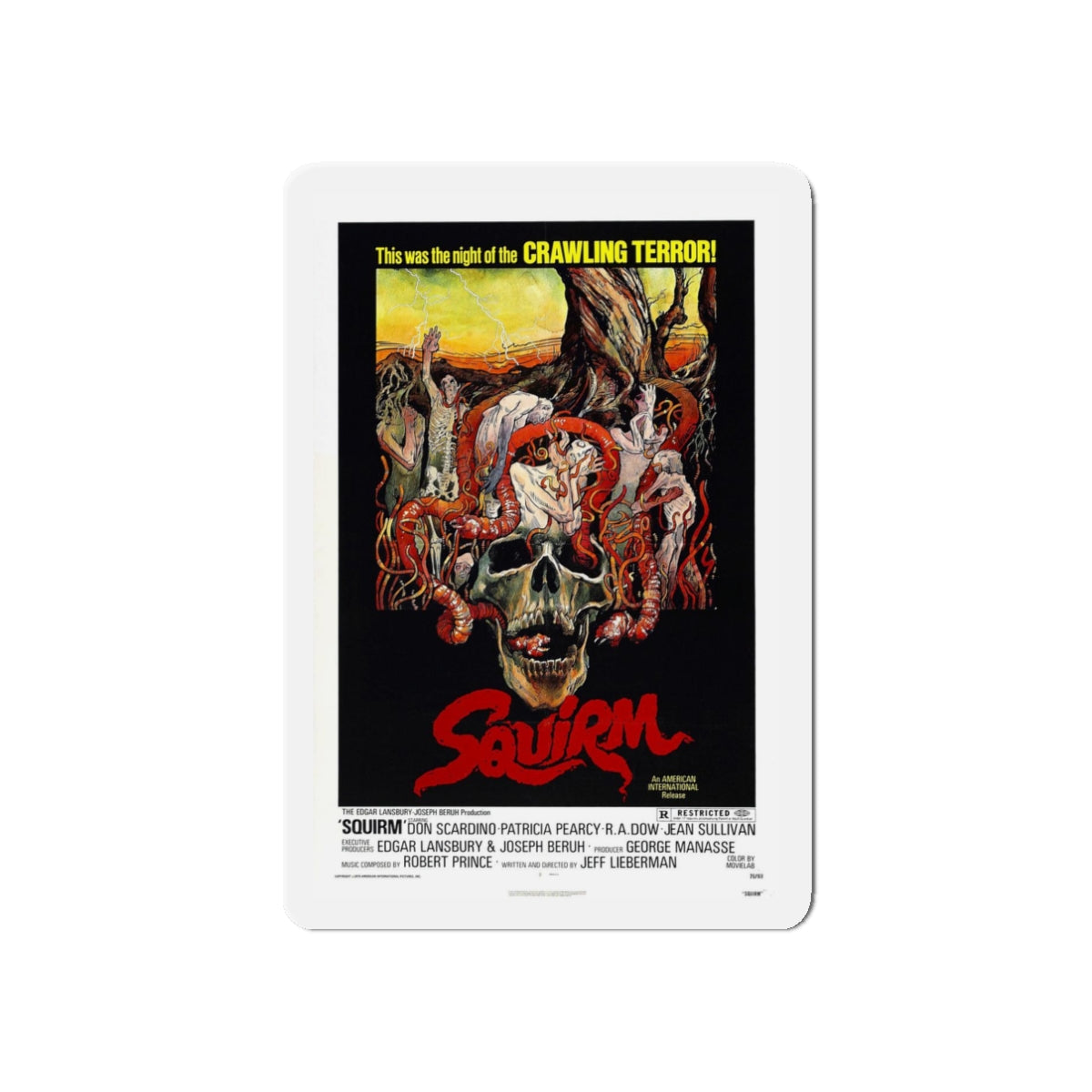 SQUIRM 1976 Movie Poster - Refrigerator Magnet-3" x 3"-The Sticker Space