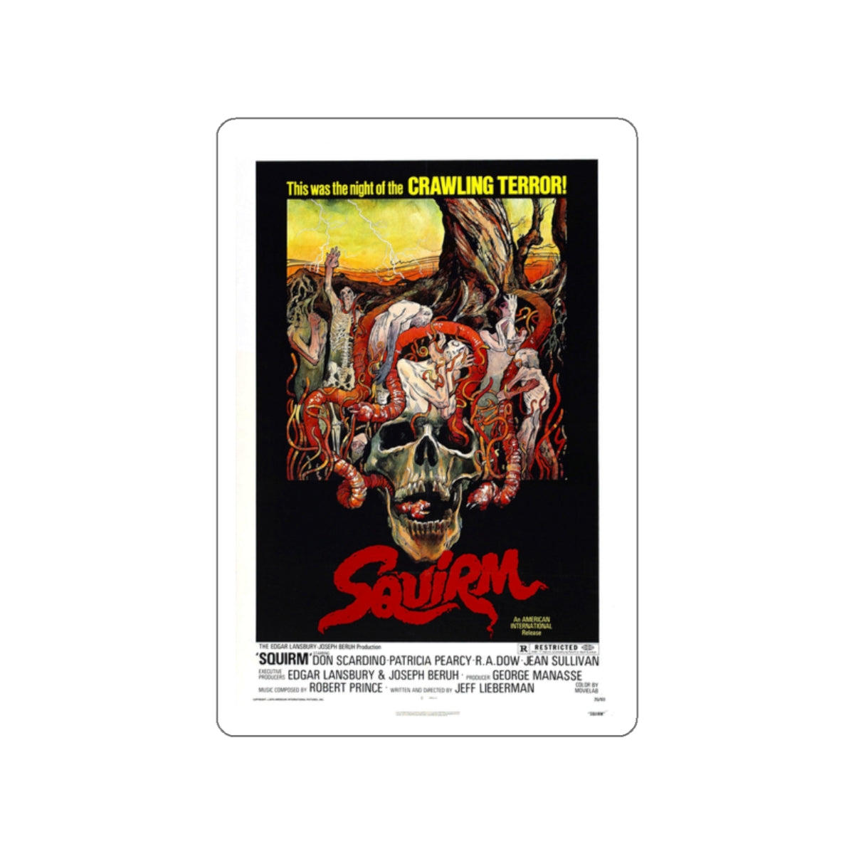 SQUIRM 1976 Movie Poster STICKER Vinyl Die-Cut Decal-White-The Sticker Space