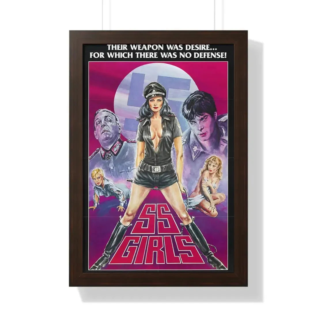 SS GIRLS 1977 - Framed Movie Poster 16″ x 24″ Walnut - The Sticker Space