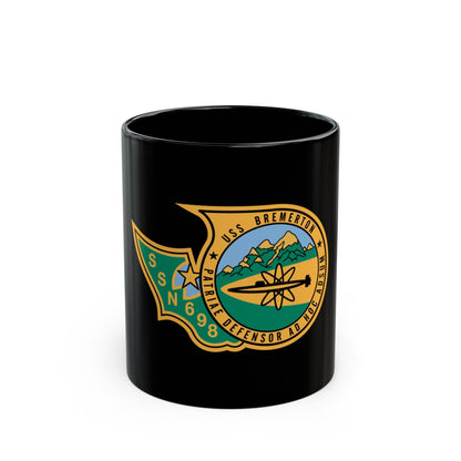 SSN 698 USS Bremerton Patriae Defensor AD Hoc Adsum (U.S. Navy) Black Coffee Mug-11oz-The Sticker Space