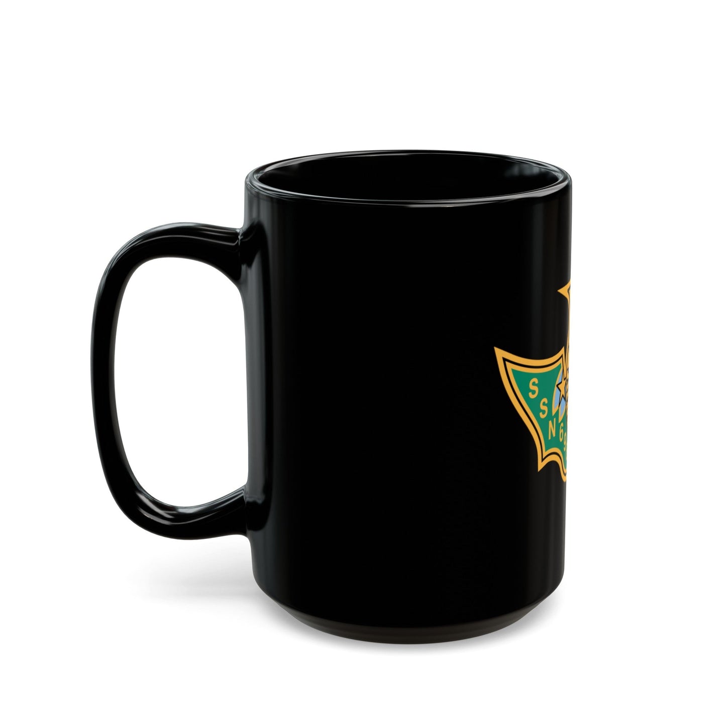 SSN 698 USS Bremerton Patriae Defensor AD Hoc Adsum (U.S. Navy) Black Coffee Mug-The Sticker Space