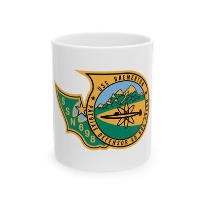 SSN 698 USS Bremerton Patriae Defensor AD Hoc Adsum (U.S. Navy) White Coffee Mug-11oz-The Sticker Space