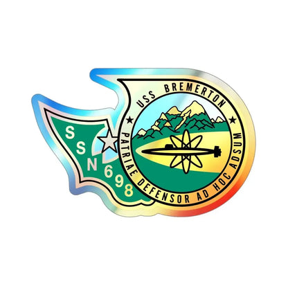 SSN 698 USS Bremerton Patriae Defensor AD Hoc Adsum (U.S. Navy) Holographic STICKER Die-Cut Vinyl Decal 3 Inch Holographic - The Sticker Space