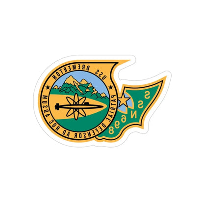 SSN 698 USS Bremerton Patriae Defensor AD Hoc Adsum (U.S. Navy) REVERSE PRINT Transparent Die-Cut STICKER 3 Inch Die-Cut Transparent - The Sticker Space
