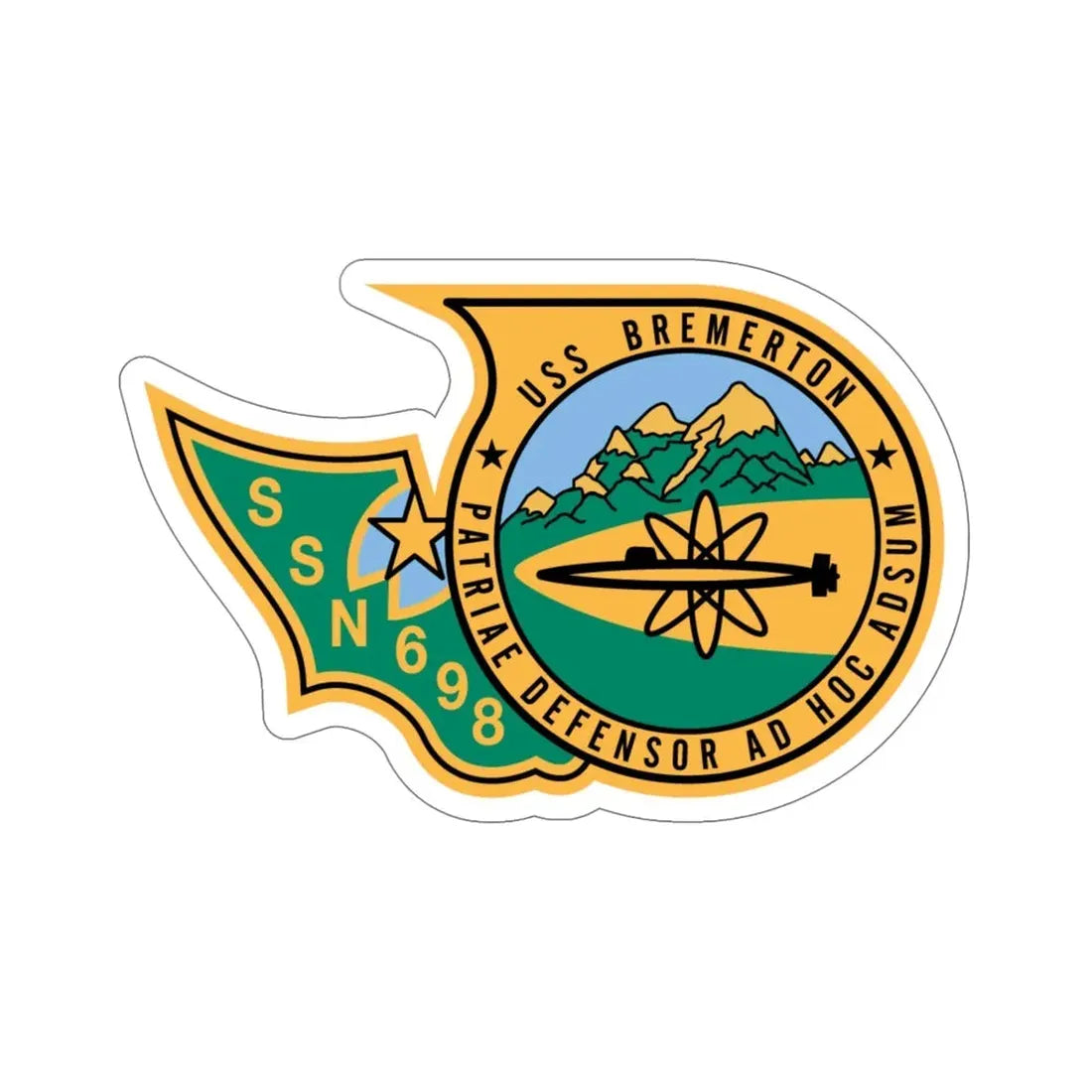 SSN 698 USS Bremerton Patriae Defensor AD Hoc Adsum (U.S. Navy) STICKER Vinyl Die-Cut Decal 6 Inch - The Sticker Space