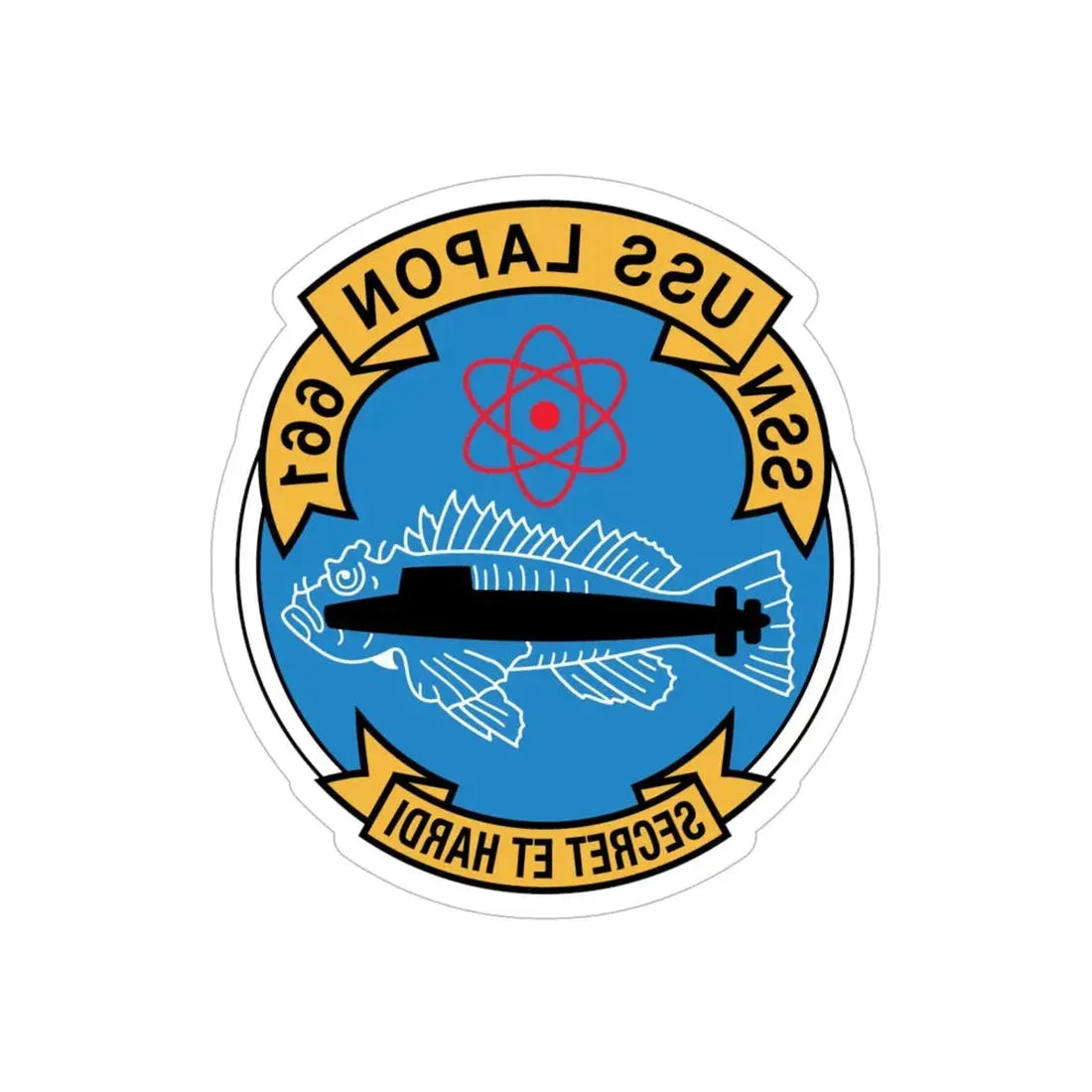 SSN USS Lapon 661 Secret ET Hardi (U.S. Navy) REVERSE PRINT Transparent Die-Cut STICKER 6 Inch Die-Cut Transparent - The Sticker Space