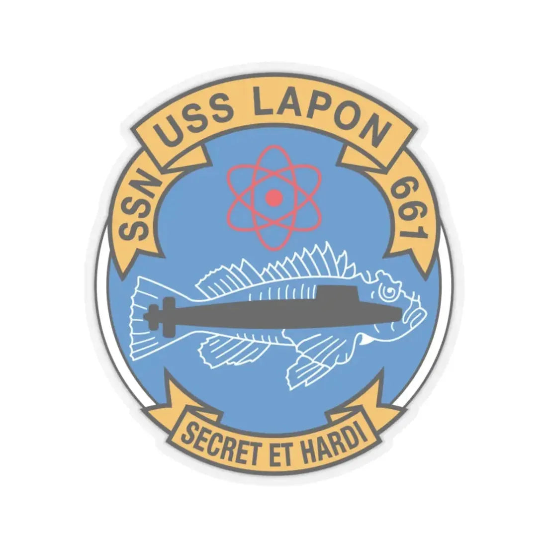 SSN USS Lapon 661 Secret ET Hardi (U.S. Navy) STICKER Vinyl Kiss-Cut Decal 3 Inch Transparent - The Sticker Space