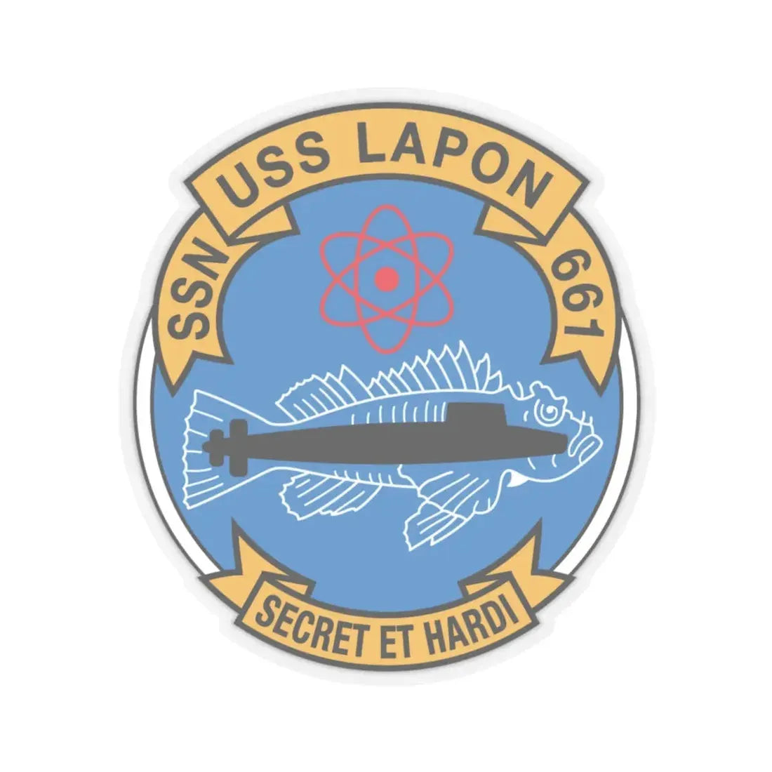 SSN USS Lapon 661 Secret ET Hardi (U.S. Navy) STICKER Vinyl Kiss-Cut Decal 6 Inch Transparent - The Sticker Space