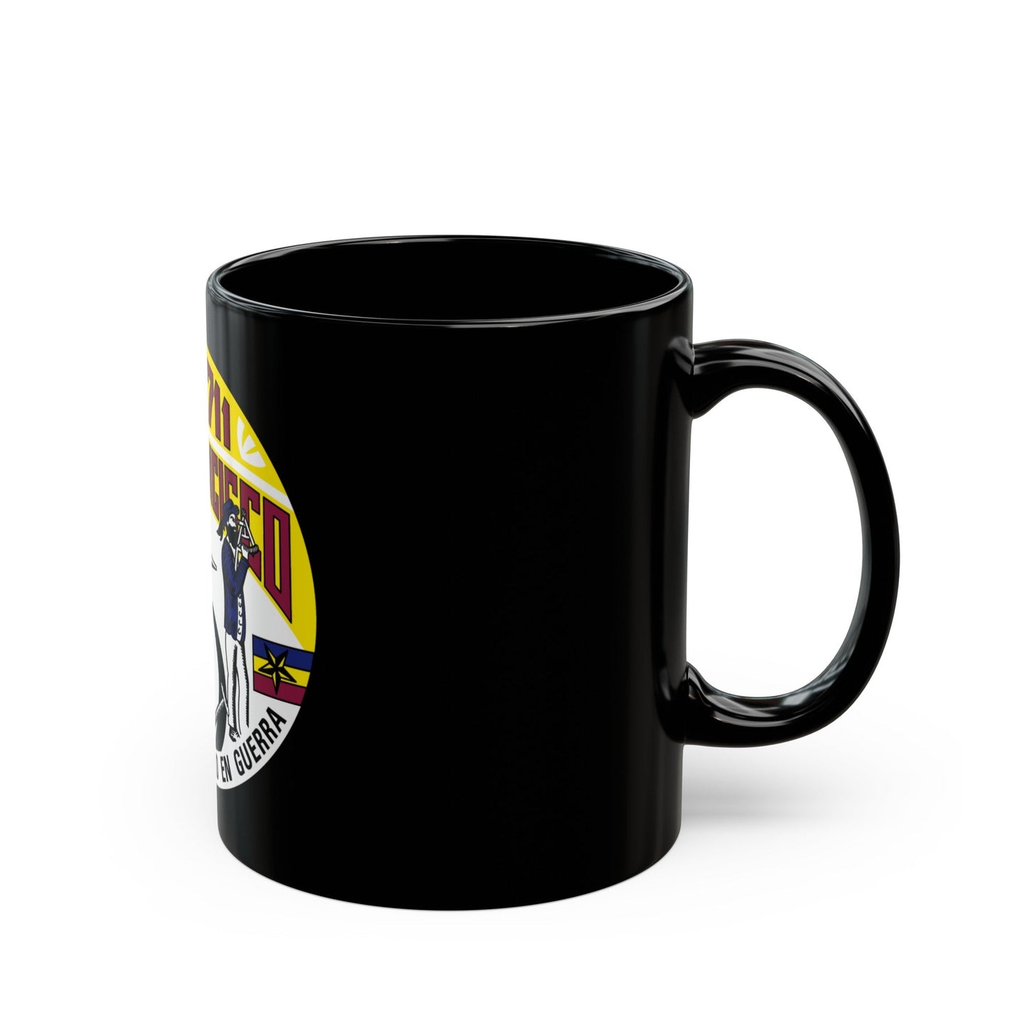 SSN711 San Francisco Oro En Paz Fierro En Guerra (U.S. Navy) Black Coffee Mug-The Sticker Space