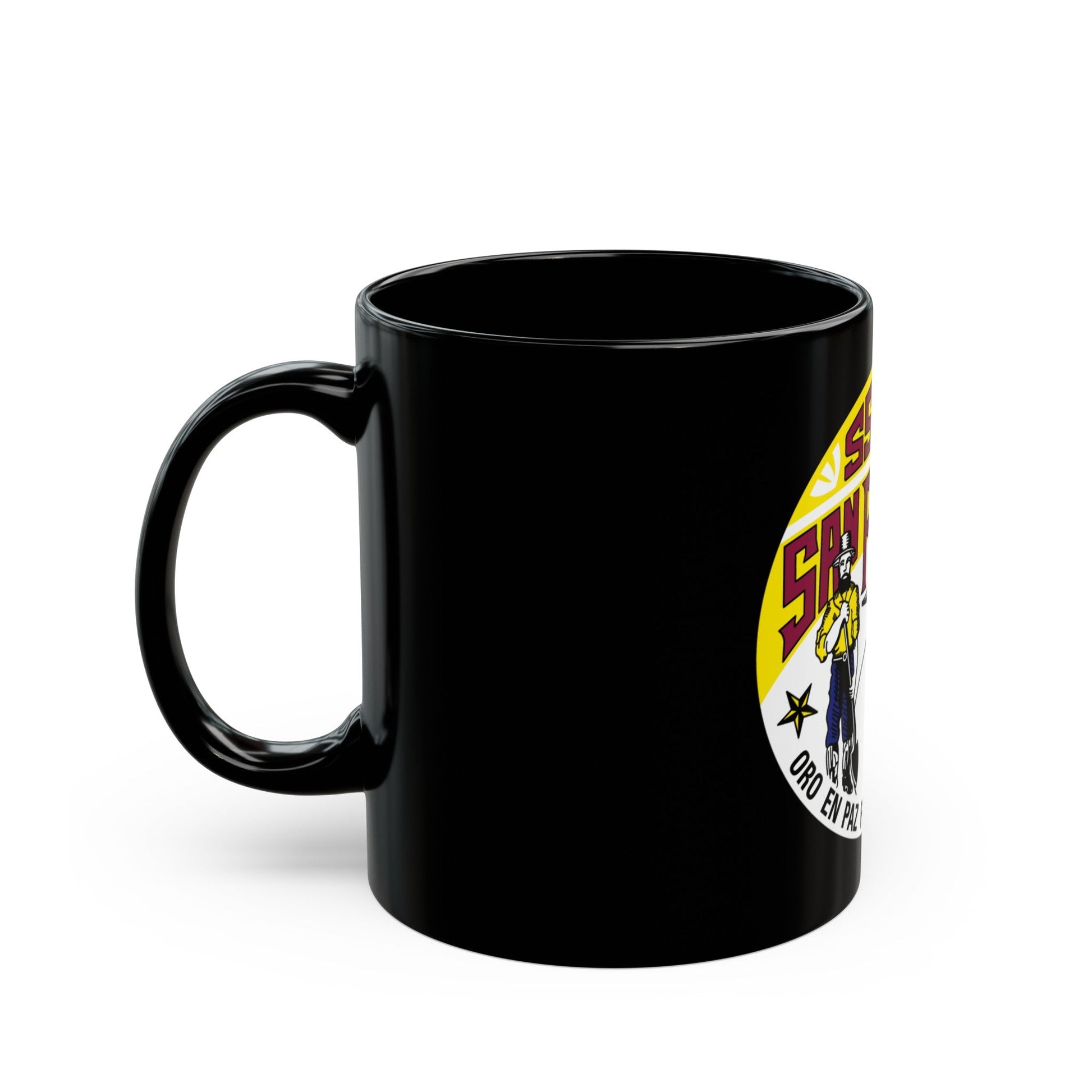 SSN711 San Francisco Oro En Paz Fierro En Guerra (U.S. Navy) Black Coffee Mug-The Sticker Space