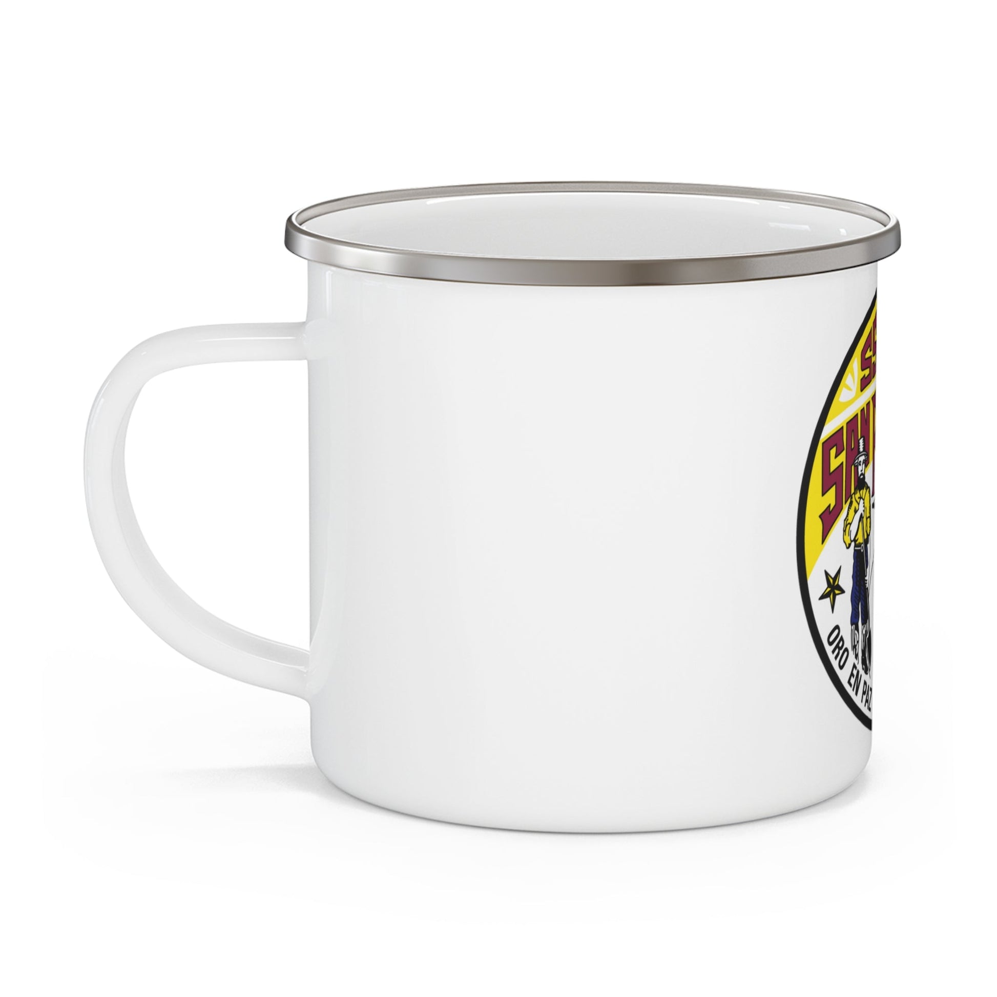 SSN711 San Francisco Oro En Paz Fierro En Guerra (U.S. Navy) Enamel Mug 12oz-12oz-The Sticker Space