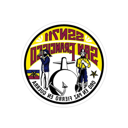 SSN711 San Francisco Oro En Paz Fierro En Guerra (U.S. Navy) REVERSE PRINT Transparent Die-Cut STICKER 6 Inch Die-Cut Transparent - The Sticker Space