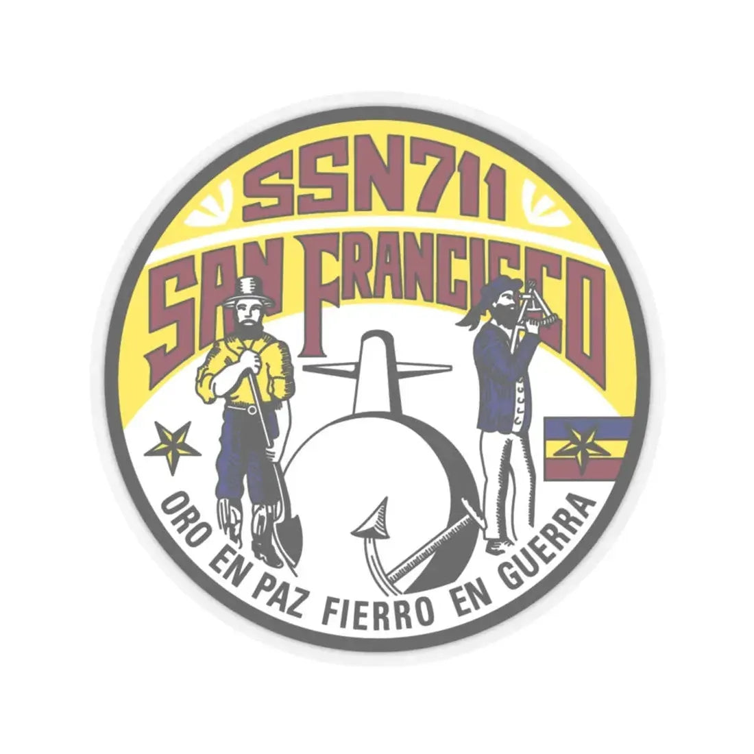 SSN711 San Francisco Oro En Paz Fierro En Guerra (U.S. Navy) STICKER Vinyl Kiss-Cut Decal 4 Inch Transparent - The Sticker Space
