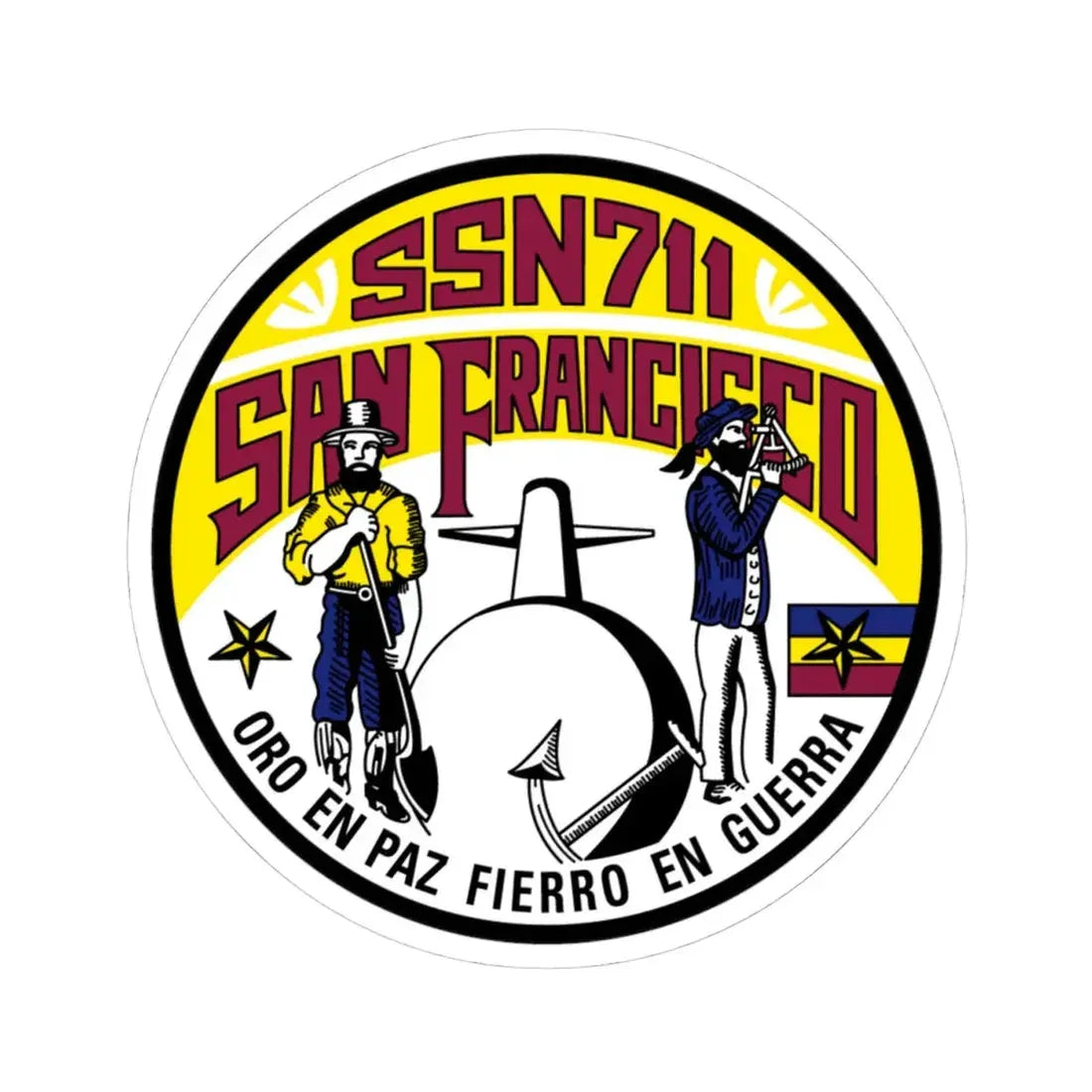 SSN711 San Francisco Oro En Paz Fierro En Guerra (U.S. Navy) STICKER Vinyl Kiss-Cut Decal 4 Inch White - The Sticker Space