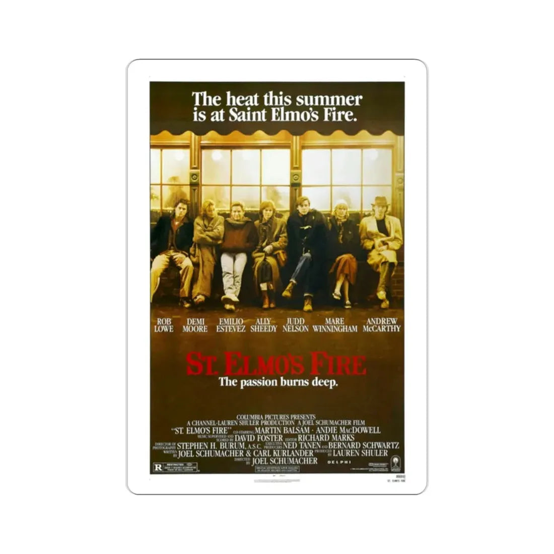 St Elmo's Fire 1985 Movie Poster STICKER Vinyl Die-Cut Decal 2 Inch - The Sticker Space