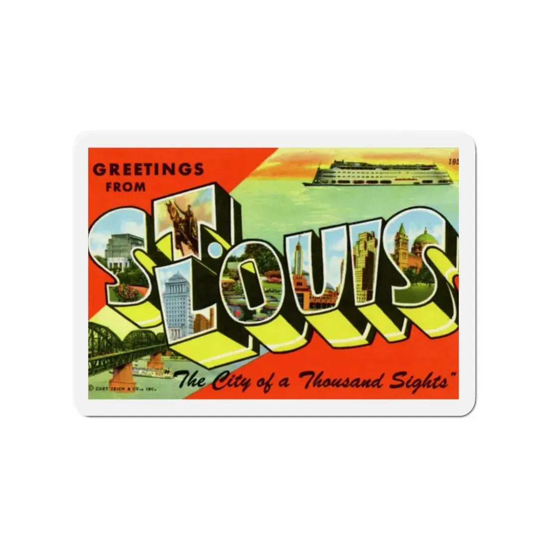 St. Louis Missouri (Greeting Postcards) Refrigerator Magnet 2 Inch - The Sticker Space