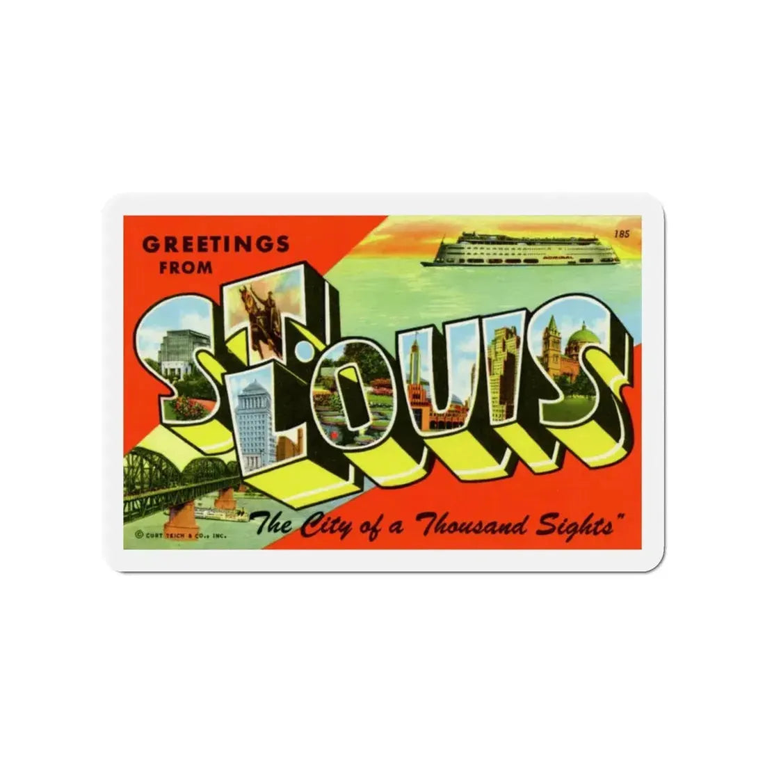 St. Louis Missouri (Greeting Postcards) Refrigerator Magnet 3 Inch - The Sticker Space