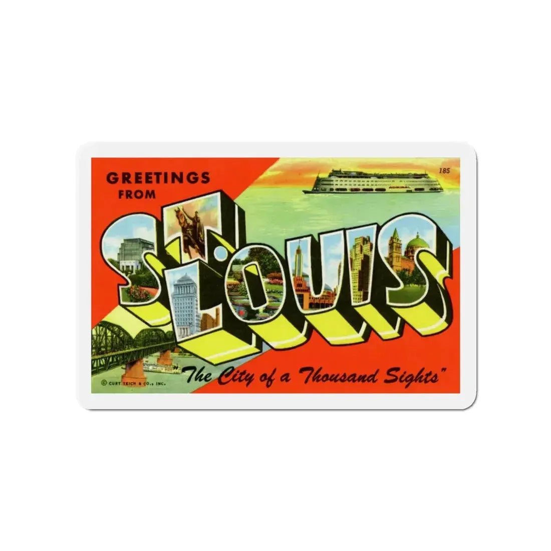 St. Louis Missouri (Greeting Postcards) Refrigerator Magnet 4 Inch - The Sticker Space