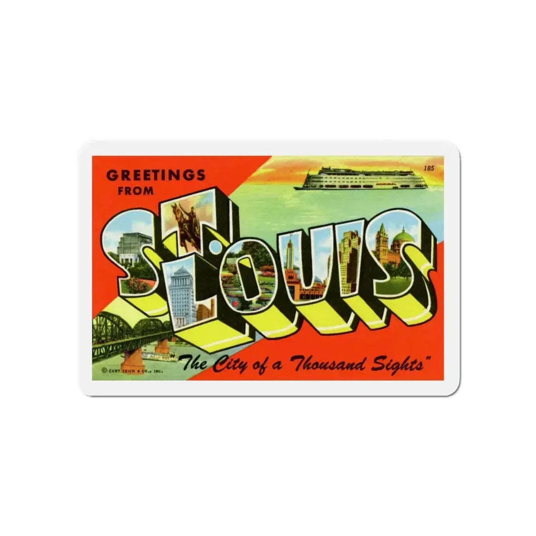 St. Louis Missouri (Greeting Postcards) Refrigerator Magnet 5 Inch - The Sticker Space