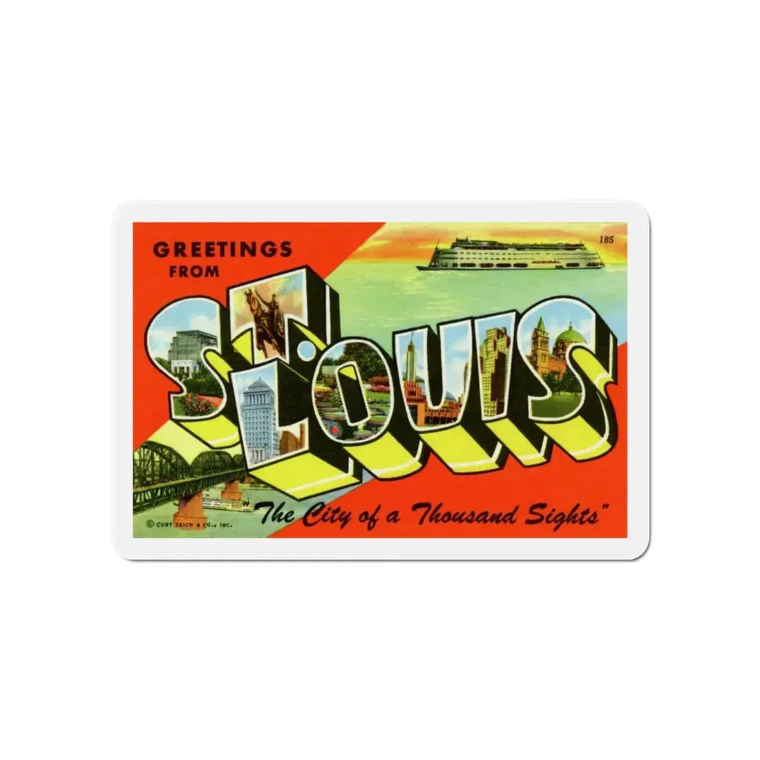 St. Louis Missouri (Greeting Postcards) Refrigerator Magnet 6 Inch - The Sticker Space