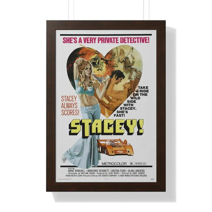 STACEY! 1973 - Framed Movie Poster 16″ x 24″ Walnut - The Sticker Space