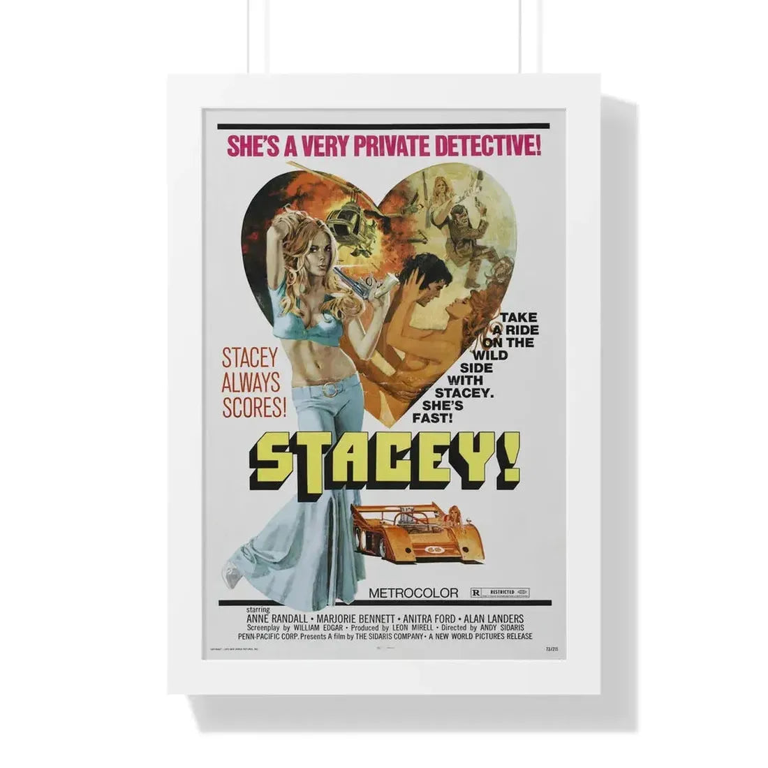 STACEY! 1973 - Framed Movie Poster 16″ x 24″ White - The Sticker Space