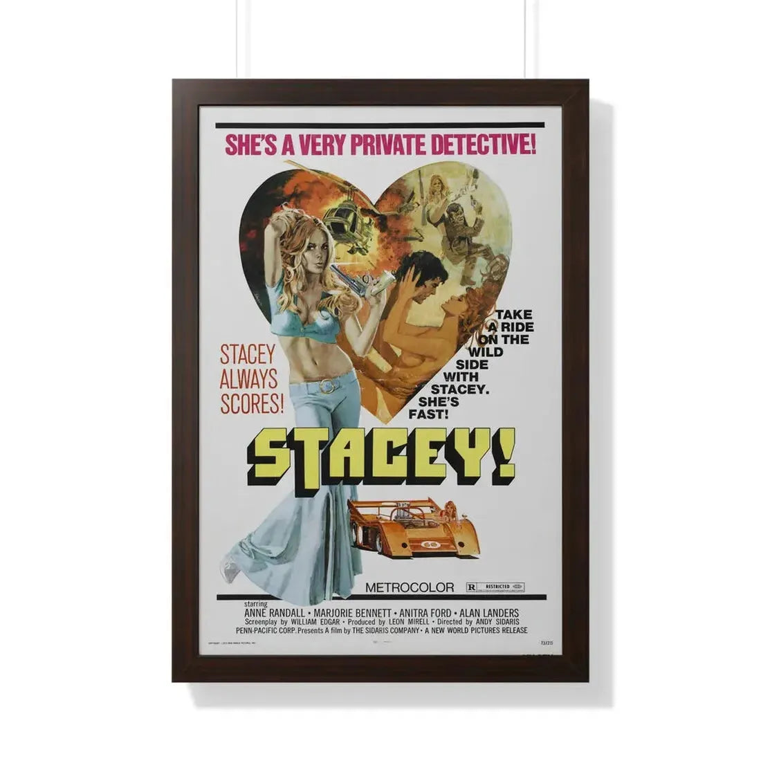 STACEY! 1973 - Framed Movie Poster 20" x 30" Walnut - The Sticker Space