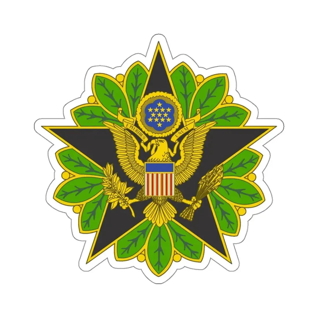 Staff Identification Badge (U.S. Army) STICKER Vinyl Kiss-Cut Decal 4 Inch White - The Sticker Space