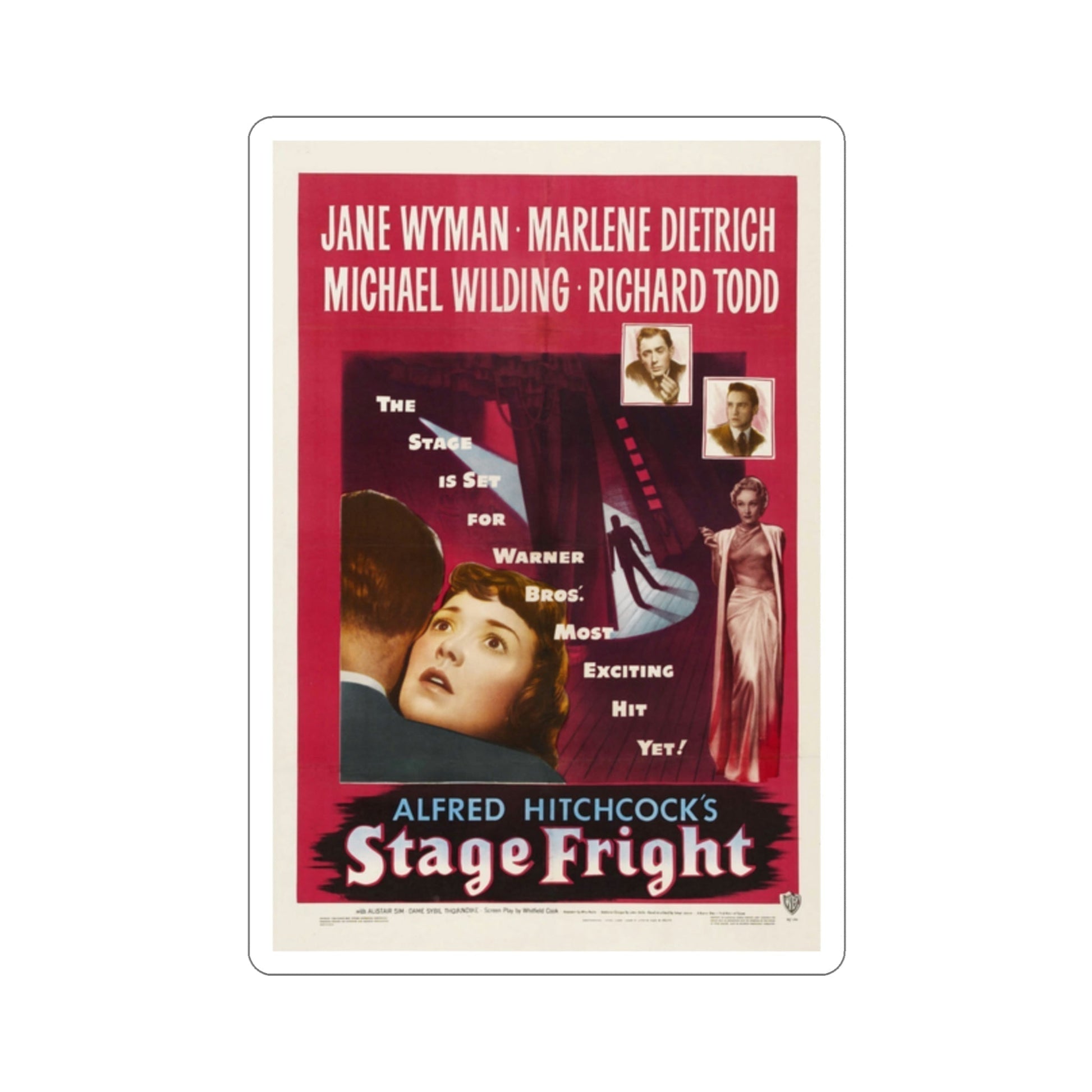 Stage Fright 1950 Movie Poster STICKER Vinyl Die-Cut Decal-2 Inch-The Sticker Space