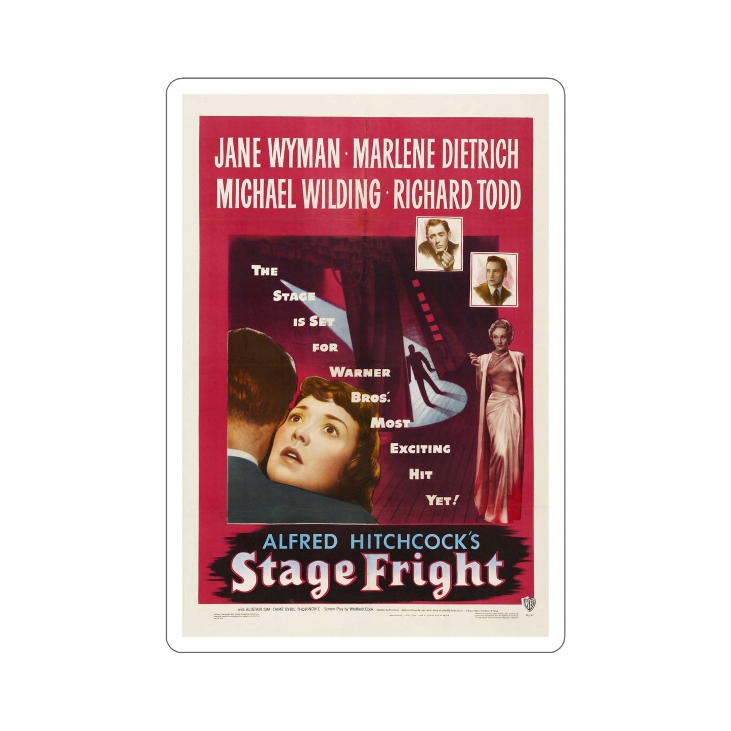 Stage Fright 1950 Movie Poster STICKER Vinyl Die-Cut Decal-5 Inch-The Sticker Space