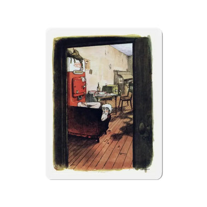 Stain of Suspicion (1), Cosmopolitan, April 1958 (Magazine Illustration) Refrigerator Magnet 2 Inch Die-Cut - The Sticker Space