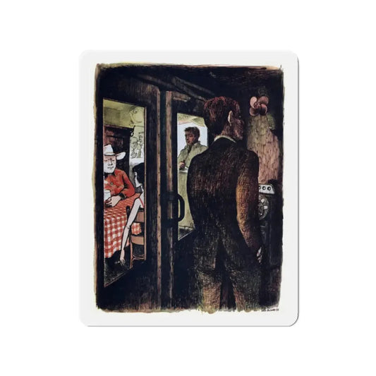Stain of Suspicion (2), Cosmopolitan, April 1958 (Magazine Illustration) Refrigerator Magnet 2 Inch Die-Cut - The Sticker Space