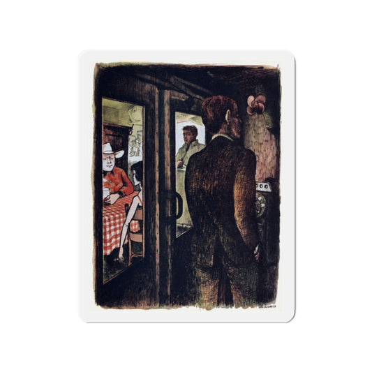 Stain of Suspicion (2), Cosmopolitan, April 1958 (Magazine Illustration) Refrigerator Magnet-2" x 2"-The Sticker Space