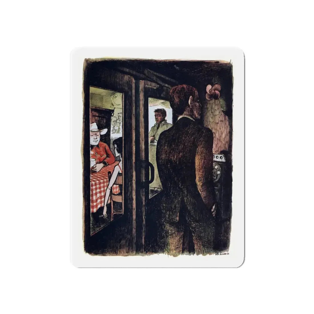 Stain of Suspicion (2), Cosmopolitan, April 1958 (Magazine Illustration) Refrigerator Magnet 3 Inch Die-Cut - The Sticker Space