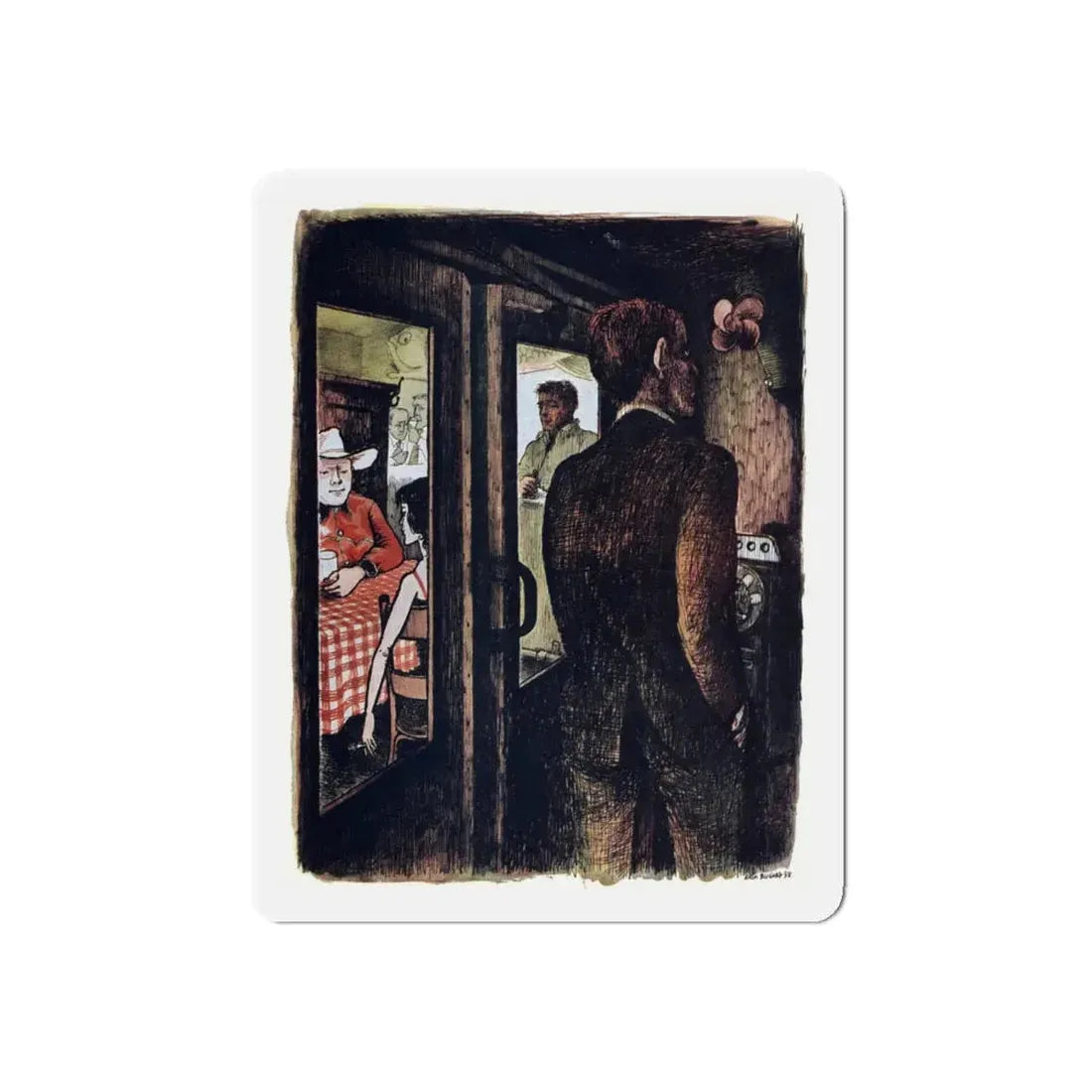 Stain of Suspicion (2), Cosmopolitan, April 1958 (Magazine Illustration) Refrigerator Magnet 4 Inch Die-Cut - The Sticker Space
